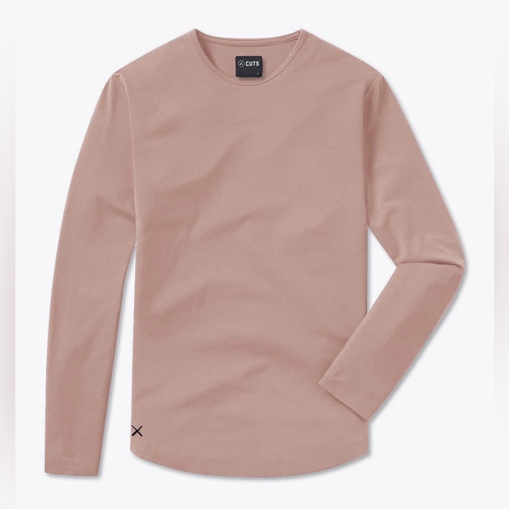 Cuts Clothing Men's Curved Hem PYCA Pro stretch Long Sleeve Tee Shirt XL Blush